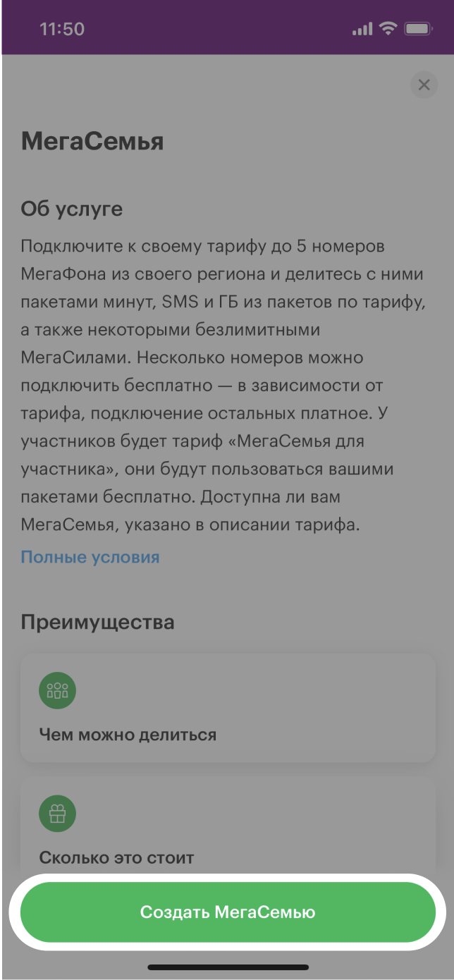 МегаСемья услуга от МегаФона: описание, условия подключения Мурманская  область